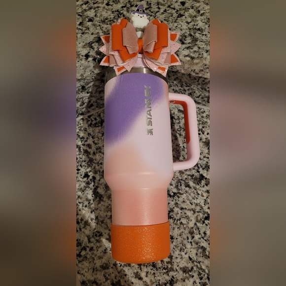 Stanley Purple and Orange Water Bottle with Bow and Free Halloween Slime - Picture 6 of 7